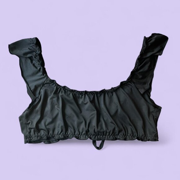 Black Off-the-Shoulder Ruffle Crop Top – Size 4XL - Picture 4 of 6